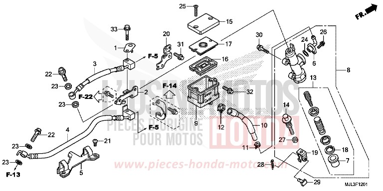 REAR BRAKE MASTER CYLINDER (NC700XD/750XA/750XD) von NC750X "Meca" MAT PEARL GLARE WHITE (NHB54) von 2014